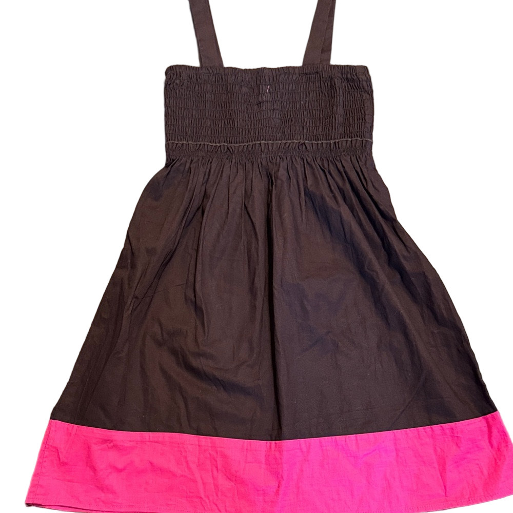 Pinky Summer Floral Casual Kids Dress - Brown with Pink Accents - Picture 4 of 4